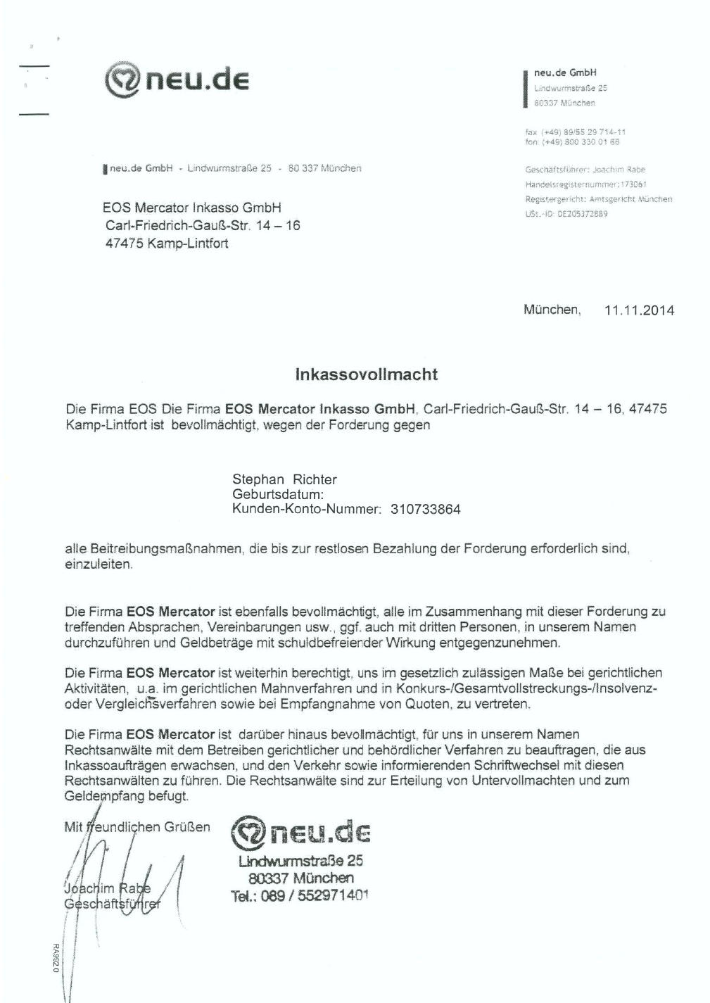 Entweder gefälscht, oder jemand hat sich mit meinen Daten bei neu.de einen Account geklickt.